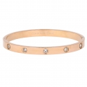 Bracciale Manetta Acciaio PVD Oro Rosa Zirconi GLBJKS116R