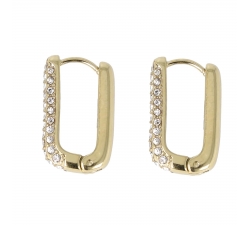 Rectangular Circle Earrings Steel PVD Gold GLBJKS9110G