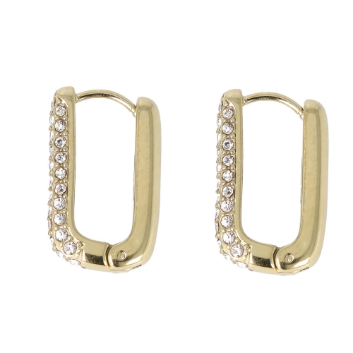 Rectangular Circle Earrings Steel PVD Gold GLBJKS9110G