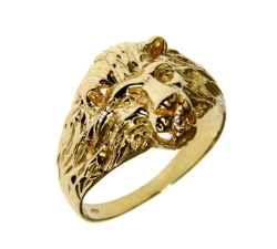 Lion Head Yellow Gold Ring GL101665