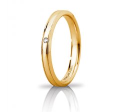 Unoaerre Orion Ehering schmal mit Diamant Gelbgold Brilliant Promises