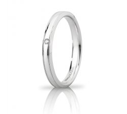 Unoaerre Orion wedding ring slim with diamond White gold Brilliant Promises