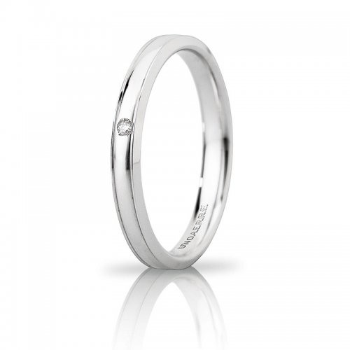 Unoaerre Orion wedding ring slim with diamond White gold Brilliant Promises