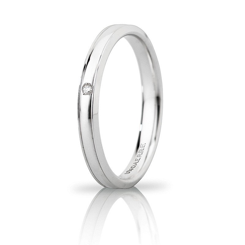 Unoaerre Orion wedding ring slim with diamond White gold Brilliant Promises