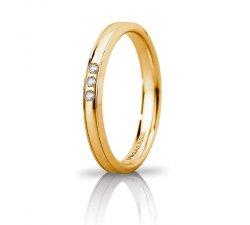 Unoaerre Orion Ehering schmal 3 Diamanten Gelbgold Brilliant Promises