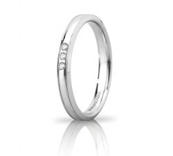 Unoaerre Orion wedding ring slim 3 diamonds White gold Brilliant Promises