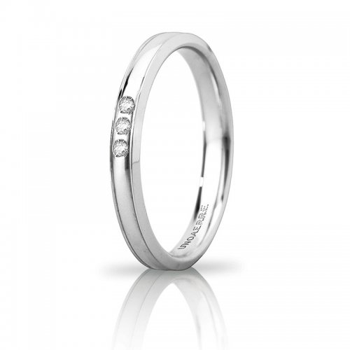 Unoaerre Orion wedding ring slim 3 diamonds White gold Brilliant Promises