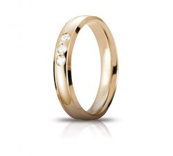Unoaerre Orion Wedding Ring Yellow Gold 3 Diamonds Brilliant Promises