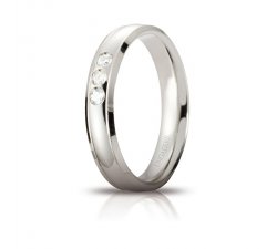 Unoaerre Orion Wedding Ring White Gold 3 Diamonds Brilliant Promises