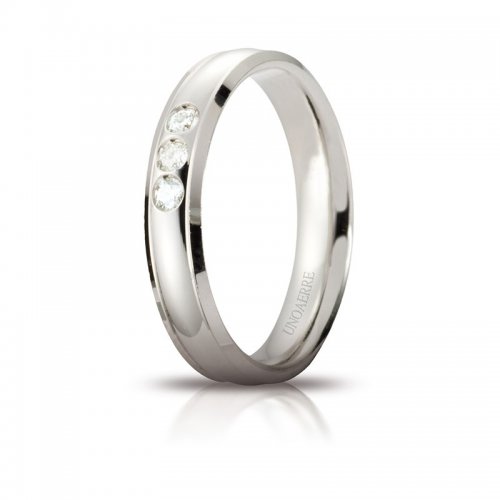 Unoaerre Orion Wedding Ring White Gold 3 Diamonds Brilliant Promises