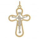 Ciondolo Croce Uomo Oro Bianco Giallo GL101707