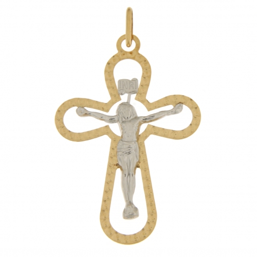 Cross Pendant Man White Yellow Gold GL101707