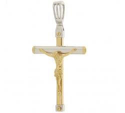 Cross Pendant Man White Yellow Gold GL101708