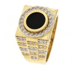 White Yellow Gold Men's Ring GL101711