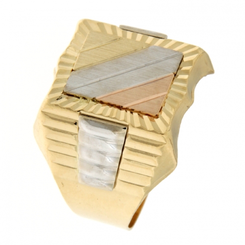 White Yellow Pink Gold Men's Ring GL101712