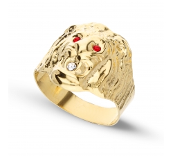 Lion Head Yellow Gold Ring GL101727