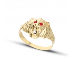 Lion Head Yellow Gold Ring GL101728