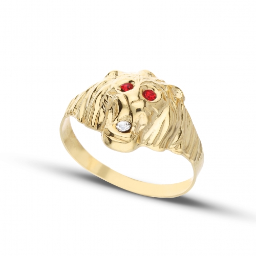 Lion Head Yellow Gold Ring GL101728