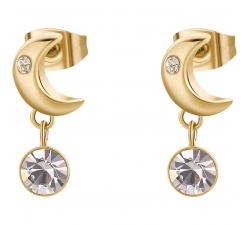 Brosway Orecchini Pendenti Collezione CHAKRA - Cuore In Acciaio 316L Con Cristalli - Ipoallergenici, BHKE176
