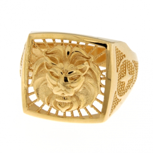 Anello Uomo Oro Giallo Testa di Leone GL101773