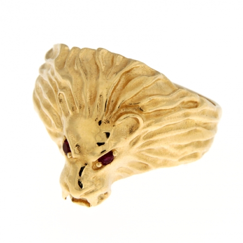 Anello Uomo Oro Giallo Testa di Leone GL101775