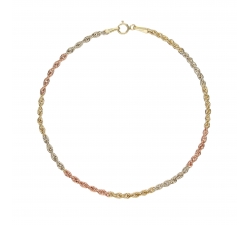 Bracciale Fune Corda Oro Bianco Giallo Rosa 18 KT