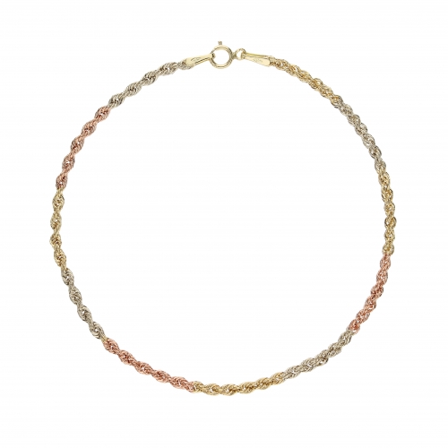 Bracciale Fune Corda Oro Bianco Giallo Rosa 18 KT