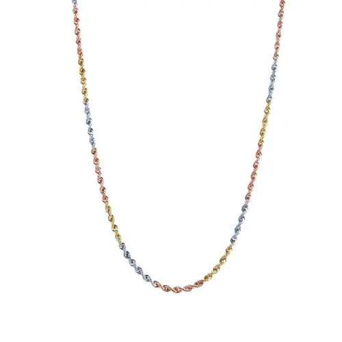 18 KT White Yellow Pink Gold Rope Rope Necklace