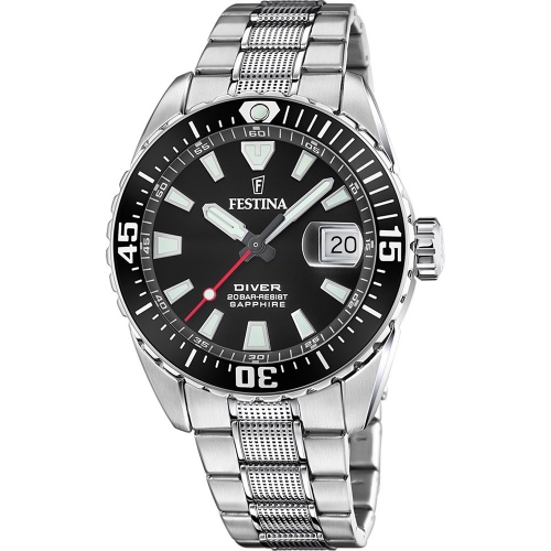 Festina Orologio Subacqueo Uomo F20663/4 - Bracciale Acciaio, Vetro Zaffiro, 200m WR