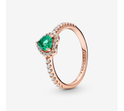 Pandora Green Embossed Heart Ring 188421C03