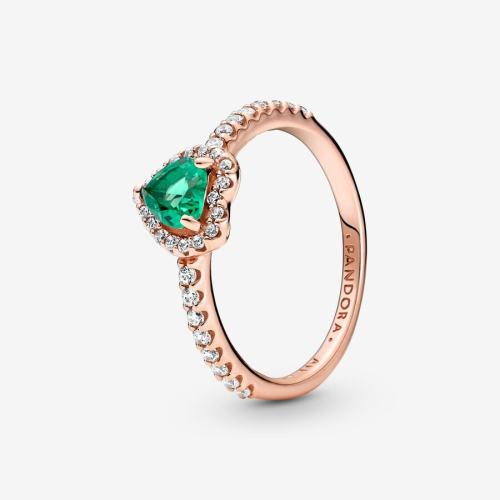 Pandora Green Embossed Heart Ring 188421C03