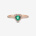 Pandora Green Embossed Heart Ring 188421C03