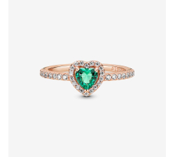 Pandora Green Embossed Heart Ring 188421C03