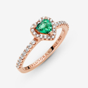 Pandora Green Embossed Heart Ring 188421C03