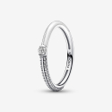 Anello Pandora ME Pietre Luminose e Smalto Bianco 192528C02