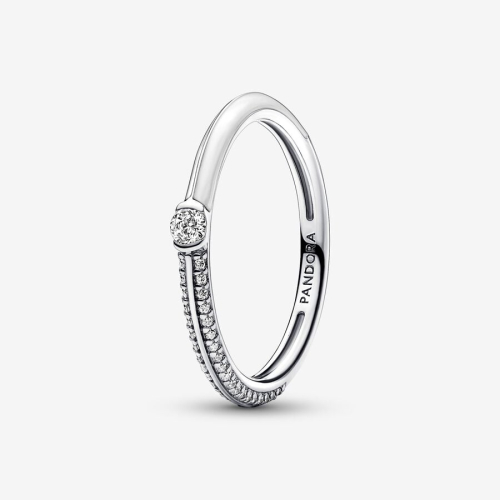 Anello Pandora ME Pietre Luminose e Smalto Bianco 192528C02