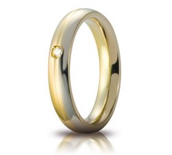 Unoaerre wedding ring Eclissi model with two-tone gold diamond