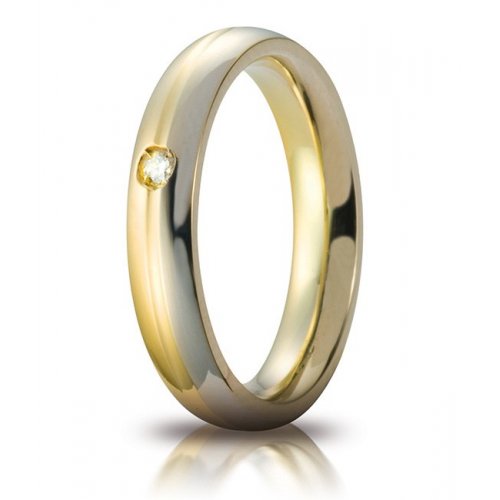 Unoaerre wedding ring Eclissi model with two-tone gold diamond