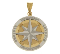 Ciondolo Rosa dei Venti Oro Bianco Giallo GL101903