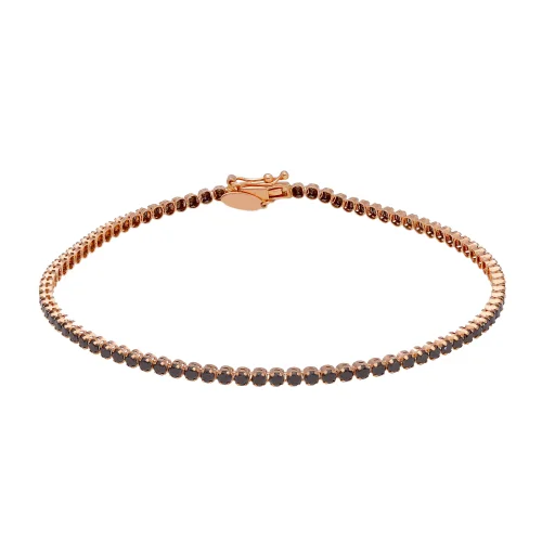 Herren Tennisarmband Roségold Schwarze Steine 803321726537