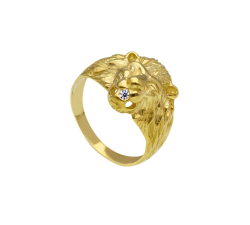 Lion Head Yellow Gold Ring GL101665