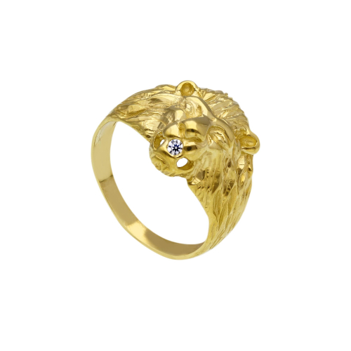 Lion Head Yellow Gold Ring GL101665