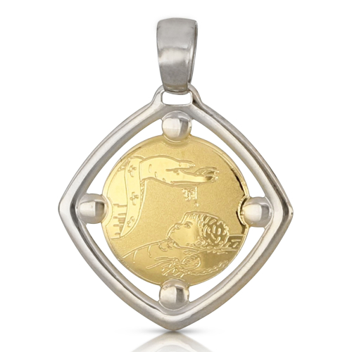 Taufmedaillen-Anhänger aus Gelb- und Weißgold 803321730247