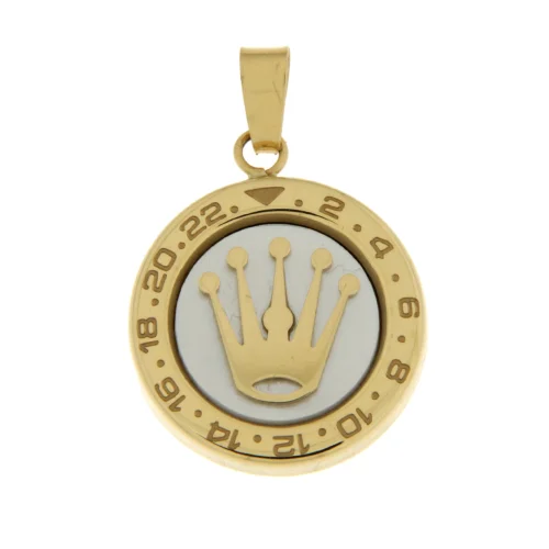 Anhänger Krone Uhr Weißgold Gelb GL102022