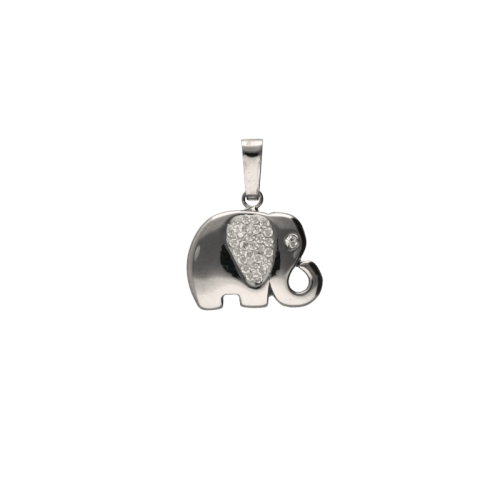 White Gold Elephant Pendant GL102035