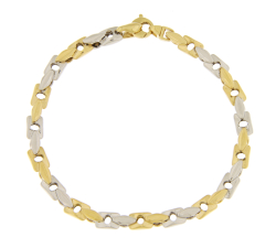 Herrenarmband Weiß Gelbgold GL102060