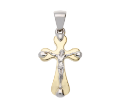Ciondolo Croce Uomo Oro Bianco Giallo GL102073