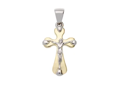 Herren-Kreuz-Anhänger Weiß-Gelbgold GL102073