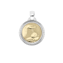 Yellow White Gold Baptism Medal Pendant GL100770