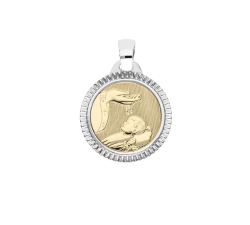 Yellow White Gold Baptism Medal Pendant GL100770